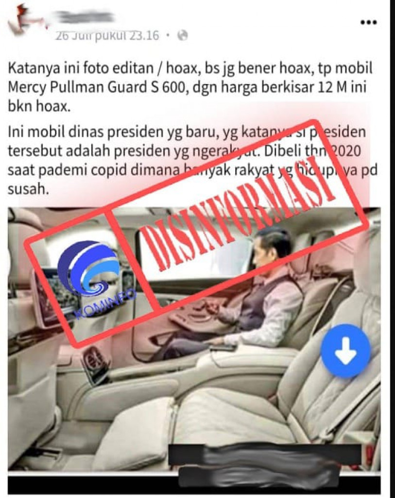 [DISINFORMASI] Mobil Dinas Presiden yang Baru Dibeli Tahun 2020 saat Pandemi Covid-19